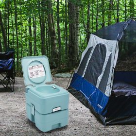 5.3 Gallon 20L Flush Outdoor Indoor Travel Camping Portable Toilet for Car;  Boat;  Caravan;  Campsite;  Hospital (Color: GREEN)